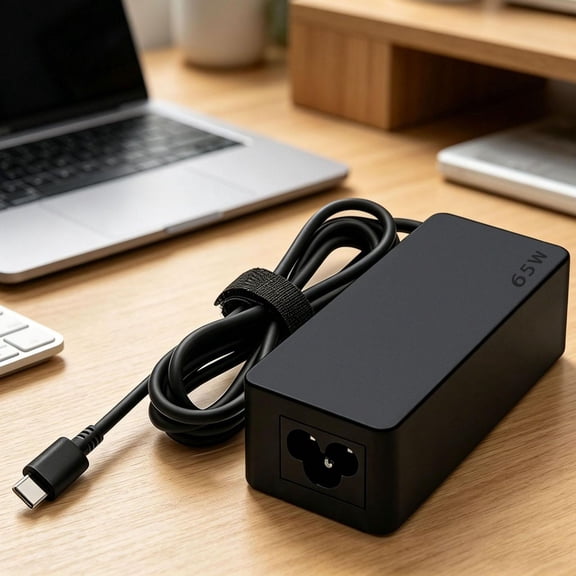 65W 20V 3.25A Type C Laptop Charger, Usb-C Power Supply, Laptop Power Adapter, Ul Listed Charger, 1Pc Adapter + 1Pc 2-Prong Power Cable Set Compact 4X2X4.25 Inch Thin Wall Plug