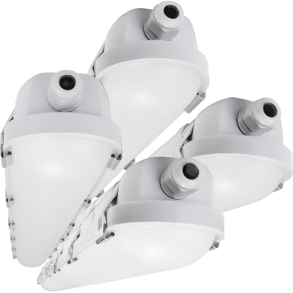 65W 4pack LED Vapor Proof Light, 8450lm 4FT 45W/55W/65W Vapor Tight Light Fixture, 4000K/5000K/6000K Selectable,IP65 ETL Listed AC120-277V Shop Lights for Car Wash,Walk in Freezer,Carport