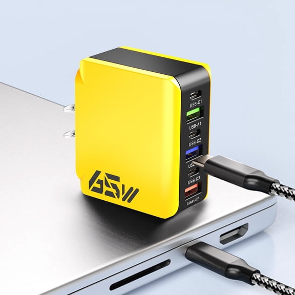 65W 6-in-1 Multi Port Fast Charger USB Charging Head Compatible with Multiple Devices