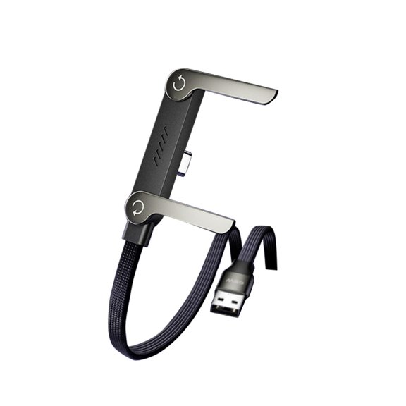 65W Braided Charging Cord, Phone Cord Holder, Magnetic Cable Holder, Adjustable Foldable Stand, Usb Power Delivery, Office Desk Use, Matte Black, 3.3Ft In, 1 Pc