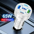 65W Car Charger Quint Port Fast Charging Hub High Power 1 To 5 USB