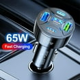 thumbnail image 1 of 65W Fast Car Charger USB C PD 30 High Power 5 Port Adapter For Phones Tablets Laptops Devices, 1 of 8