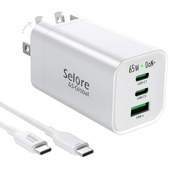 65W Fast Charger Plug GaN Foldable USB C Wall Charger with 100W USB C Fast Charging Cable, PPS PD3.0 USB C Wall Charger Block for MacBook Pro/Air iPad Samsung S23 S22 iPhone 15/14 Dell XPS Laptop
