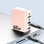 65W Fast Charger, Wuztai 65W Multi Port Fast Charging Charger, 6-in-1 USB Fast Charging Head Compatible with Multiple Devices, Pink