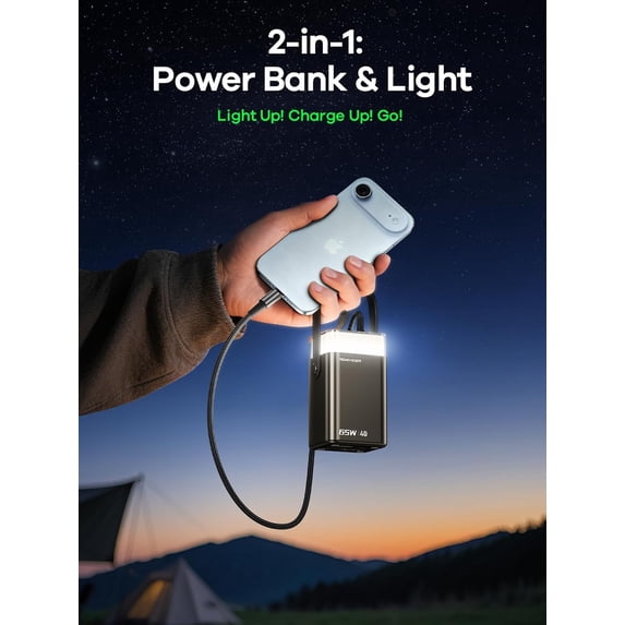 65W Fast Charging Power Bank 40000mAh with LED Light for Laptop and Phone