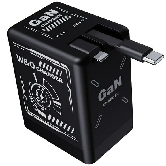 65W GaN Fast Charger - Portable Retractable Plug, 80cm/120cm Extendable Type-C Cable, Compatible with iPhone 15/16, iPad, Galaxy S25/24/Note 8-20 & More