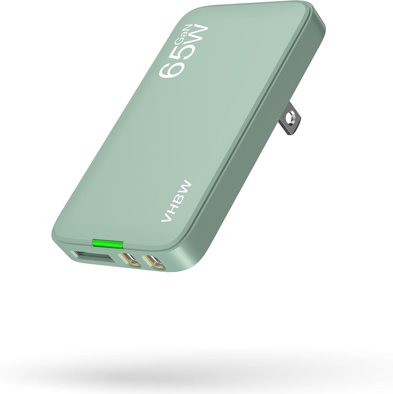 65W GaN USB C Charger, 3 Port Flat USB Wall Charger, Ultra-Slim GaN Charger PD3.0&PPS, Foldable Plug for MacBook, Laptops, Tablets, iPhone 15, Samsung(Mint Green-65W)