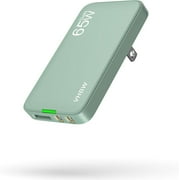 VHBW 65W Flat USB C Wall Charger, 3-Port Fast Charging Block with 2 USB-C and 1 USB-A, PD PPS, Slim Foldable Plug, Compatible with Galaxy, Google Pixel, Tablets and LaptopsMint Green-65W