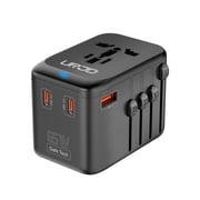 65W GaN Universal Travel Adapter with 3 USB-C & 1 USB-A Ports, Fast Charging International Power Adapter for Laptop & Phone, AC Outlet 2500W, 200+ Countries