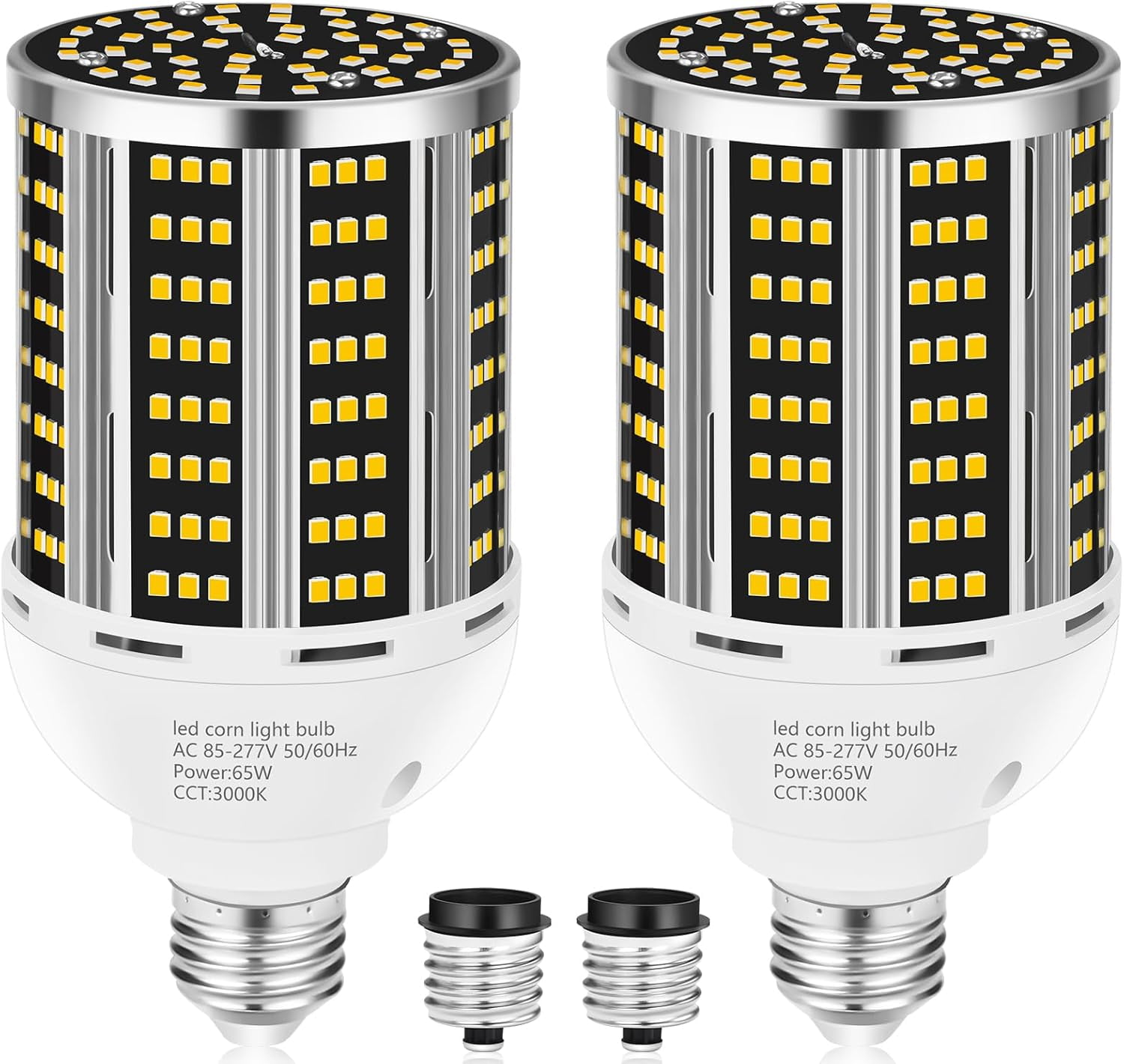 65W LED Corn Light Bulb 2 pack(650W Equivalent ),Warm White 3000K E26/E39 Commercial Grade 7800LM Medium Mogul Base LED Lamp,Large Area Lights For Outdoor Indoor Garage Warehouse Factory Bay Light