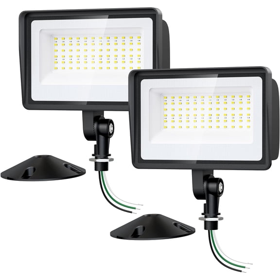 65W LED Flood Lights Outdoor with Knuckle Mount, 7800LM Super Bright Garage Security Lights, IP66 Waterproof, 6500K Outside led Lights for Yard, Garage, Garden 2 Pack