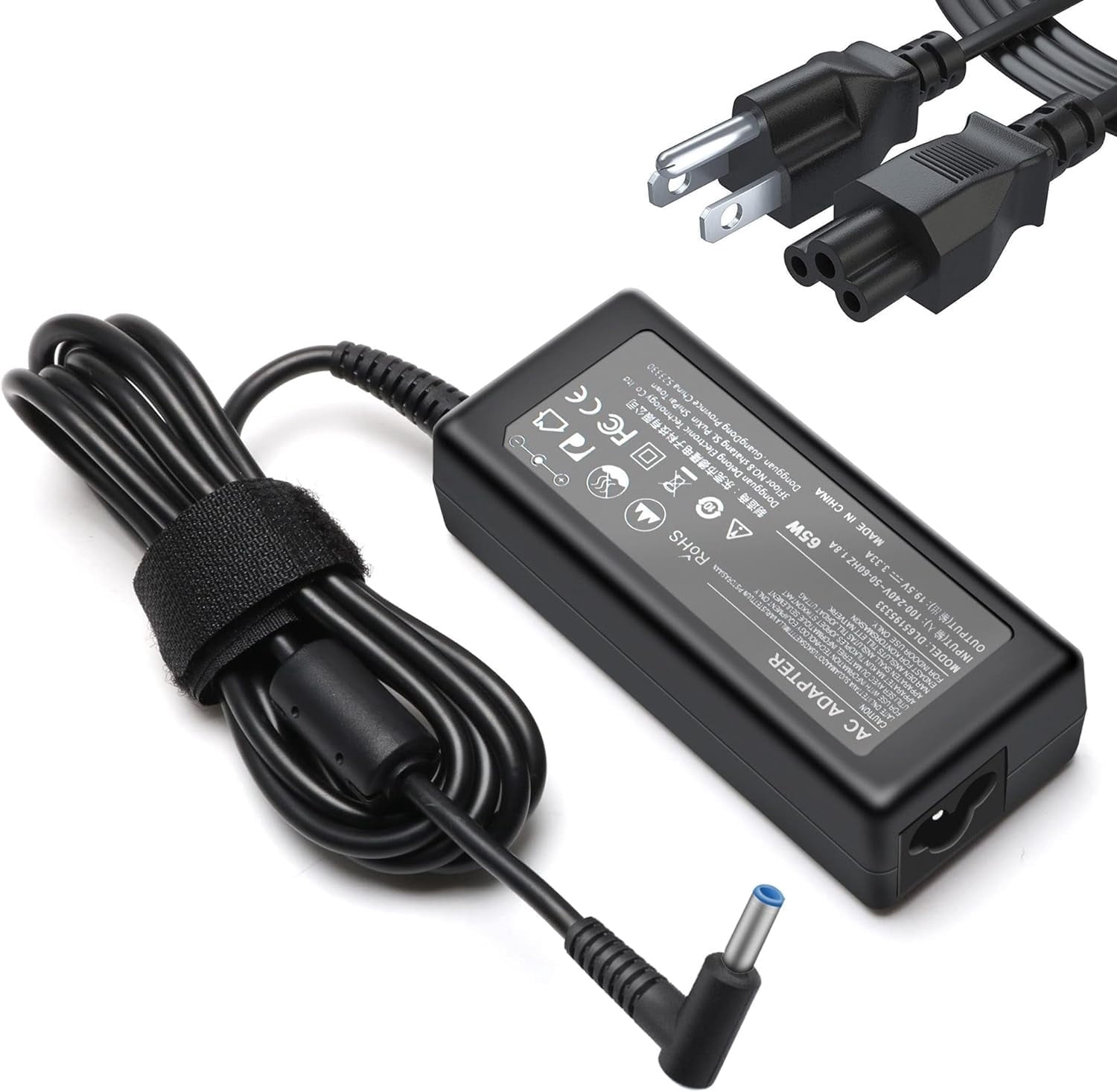 65W Laptop Charger for HP Envy 13, 15, 17 and Envy X360 15t, 15m, 17m with 4.5 x 3mm Blue Tip