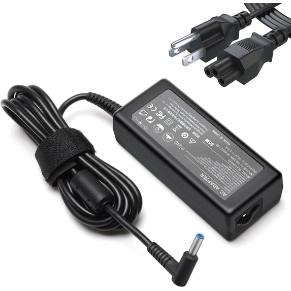 65W Laptop Charger for HP Envy 13, 15, 17 and Envy X360 15t, 15m, 17m with 4.5 x 3mm Blue Tip