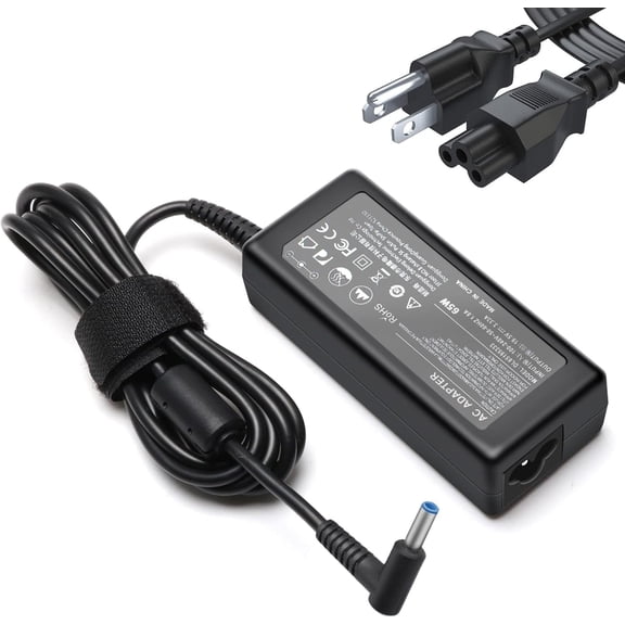 65W Laptop Charger for HP Envy 13, 15, 17 and Envy X360 15t, 15m, 17m with 4.5 x 3mm Blue Tip