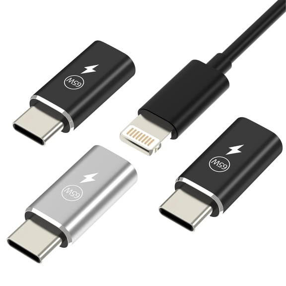 65W Lightning to USB C Adapter Fast Charger Adaptor (3pack)for iPhone 17 16 15Pro Max Lighting Female Type C Male Port Converter Accessories for iPad for Apple Compatible for Samsung Cable Connector