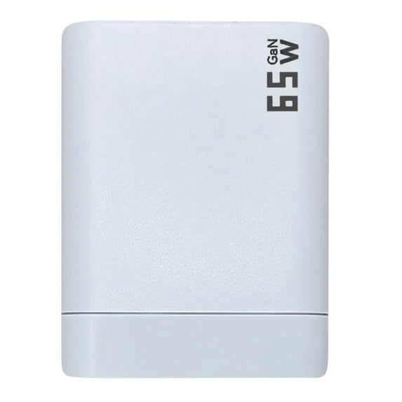65W PD Fast Charging Adapter Built-In Retractable USB-C Cable Dual USB Ports Compact Portable Charger For Laptops Phones And Tablets,White