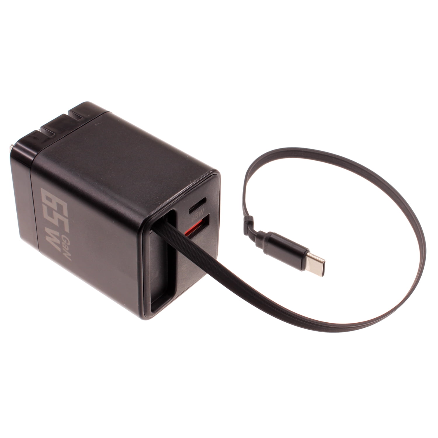 65W PD Home Charger Compatible With Samsung Galaxy Tab Active4 Pro/Active5/Active5 Pro - Fast Type-C 2ft Retractable Cable USB-C Built-in Power Cord