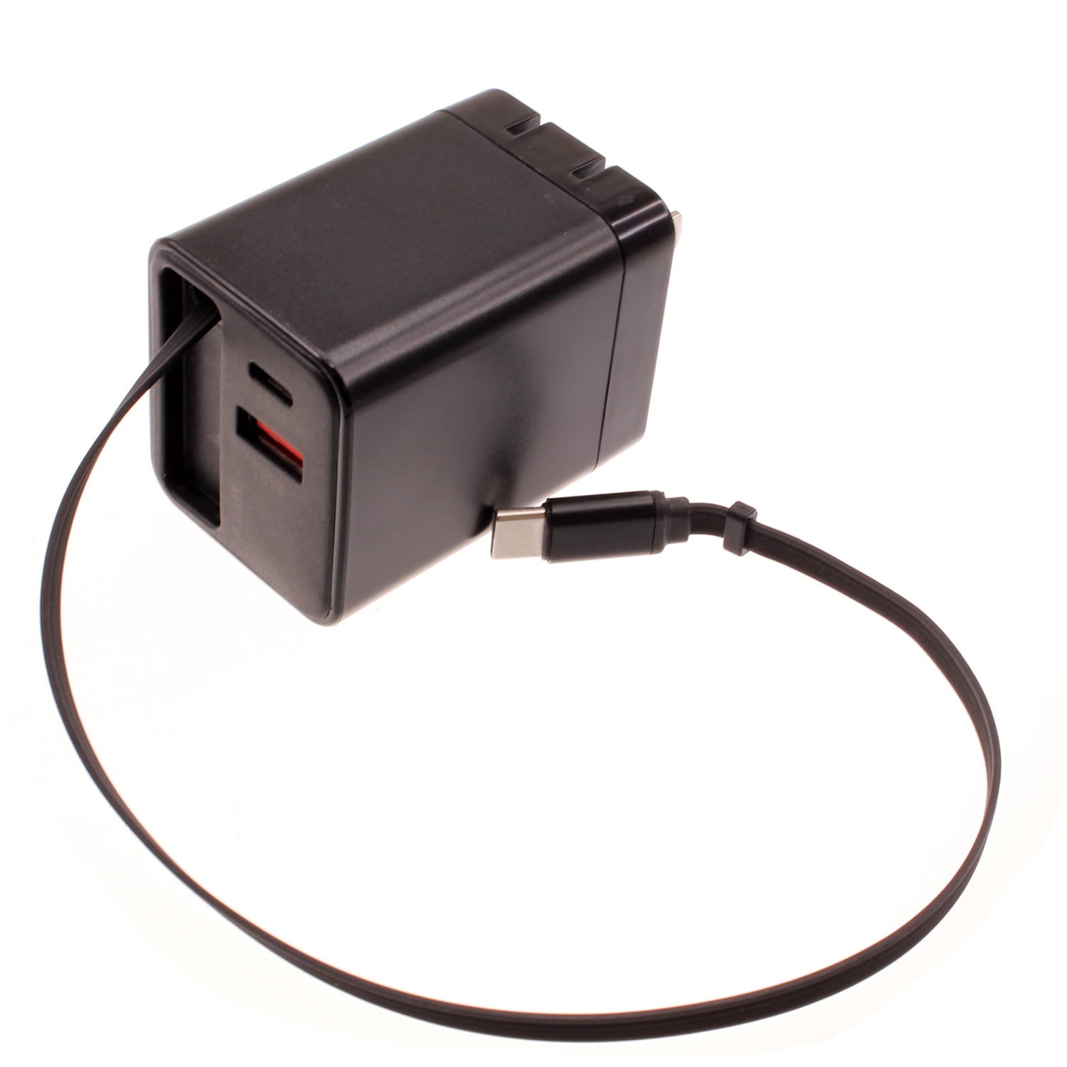 65W PD Home Charger Compatible With Samsung Galaxy Z Fold3/4/5/6/7 - Fast Type-C 2ft Retractable Cable USB-C Built-in Power Cord QC3.0 Adapter