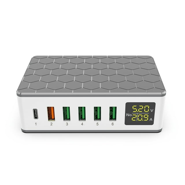 65w Pd Usb Fast Charger 6 Port Usb,multiple Usb Charger,digital Smart 