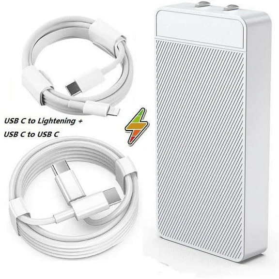 65W Type C Ultra Slim PD Charger (Multi-Port Power Adapter) for Macbook Pro, Macbook Air, Lenovax, Samsung Galaxy and any Electronic Devices with Type C port