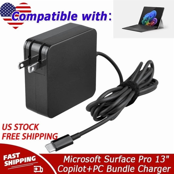65W USB-C AC Adapter Charger Compatible with Microsoft Surface Pro 13"Copilot+PC Bundle