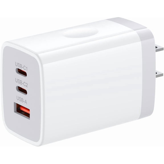 65W USB C Charger Block for Samsung Galaxy S26 Ultra/S26 Plus/S25 Ultra/S24/S23/S22/S21/S20 3-Port PD&QC Wall Charger Fast Charging Box Type C Brick Cube for iPhone 17e/17 Pro Max/16/15/14/13/12/iPad