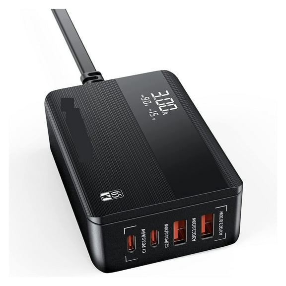 65W USB Charging Station,4 USB Charger With LCD Display,QC3.0 PD3.0 Fast Charger