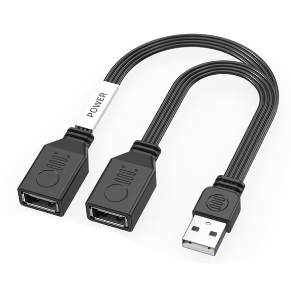 65W USB2.0 Double Female USB Splitter Cable 1 Male to 2 Female Power Cord Extension Suitable for Computer Car