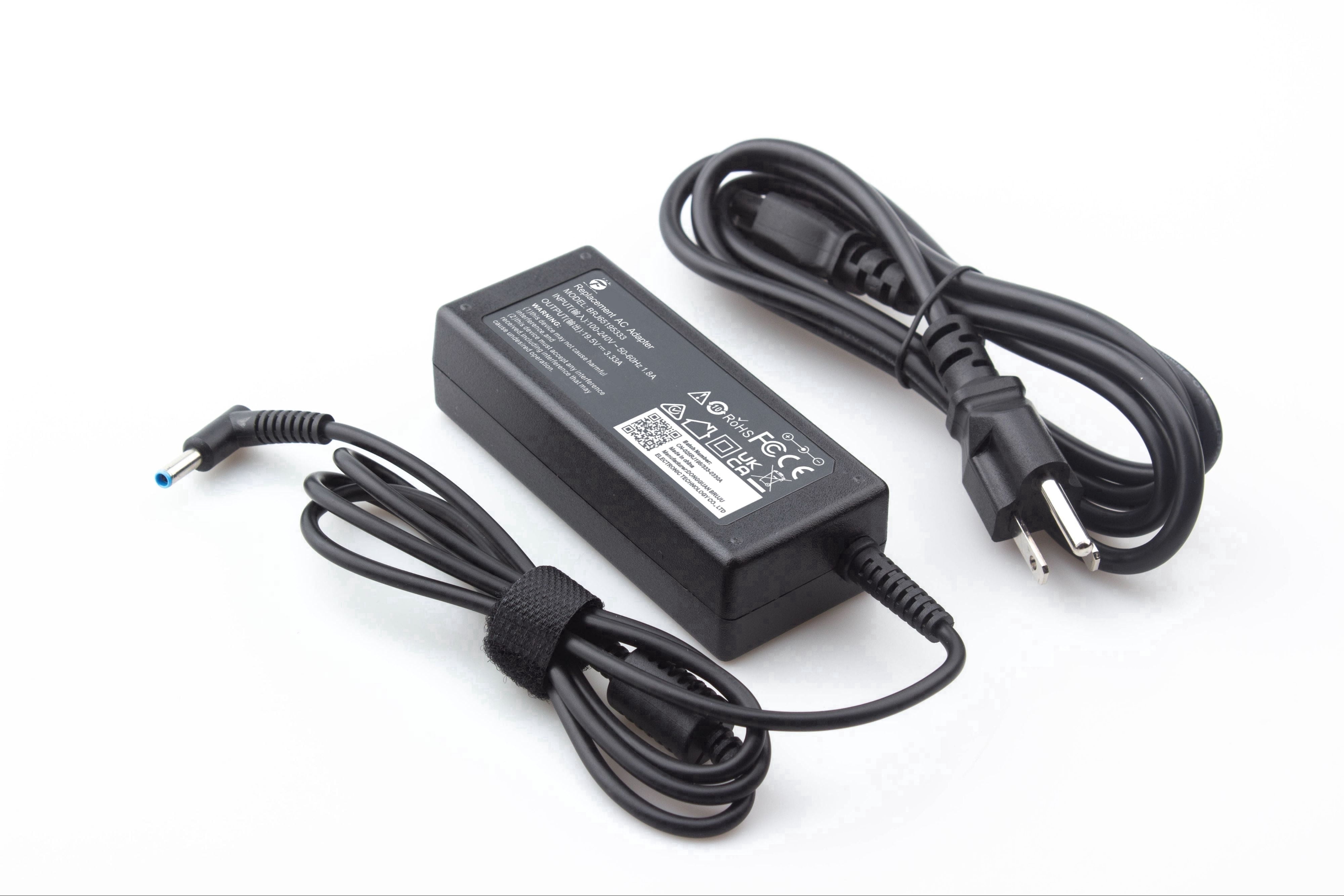 Famous Tech Shop 65W Laptop Charger for HP Pavilion, EliteBook, ProBook, Stream and Envy x360, Blue Tip AC Adapter with Power Cord
