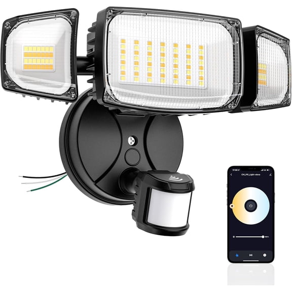 65W WiFi Smart Flood Lights Outdoor Motion Sensor, App and Voice Control Security Light with Timer, 2700K-6500K, IP65 Waterproof Motion Detector Floodlight Work with Alexa/Google for Yard Black