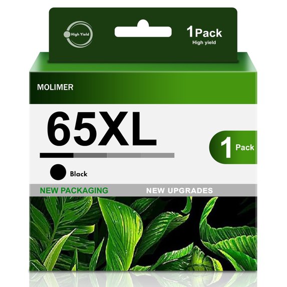 65XL 1 Pack Black Ink Cartridges Compatible for HP Ink 65 High Yield Work with HP Deskjet 3755 3722 3752 3730 2652 2620 2655 Envy 5055 5030 5052 5032 printer