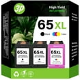 thumbnail image 1 of 65XL 65 Ink Black and Color Combo Compatible for HP Ink 65 to Use with HP Deskjet 2622 2624 2652 2655 3720 3721 3722 3723 3732 3758 Envy 5052 5058 (3 Pack), 1 of 7