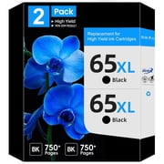 65XL 65 Black Ink Cartridges, Compatible for HP 65 Black Ink Cartridges Work With HP Printer DeskJet 3755 2600 3772 Envy 5055 5000 AMP 100 Series2 Pack