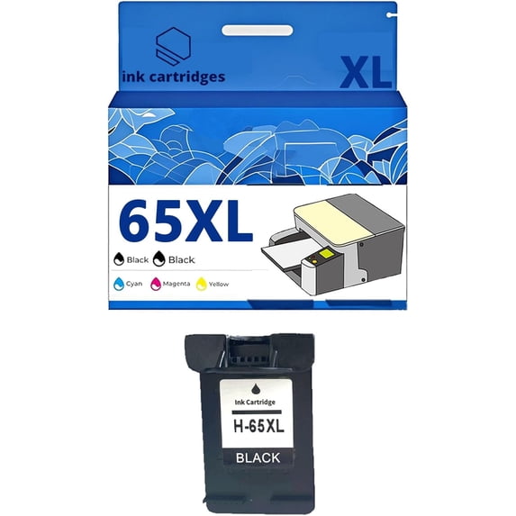 65XL 65 XL Ink Cartridges Compatible for HP 5055 5052 5058 3755 2655 3752 3720 3722 3723 3758 2652 2622 2624 Inkjet Printers, Leak-Proof Design Crisp Printing