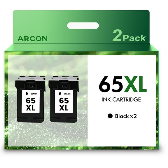65XL 65 Ink Cartridges Compatible for HP 65 Ink Cartridge HP Ink 65 XL for Deskjet 3755 3752 3772 2622 ENVY 5052 5055 Printer Ink HP 65 (2 Black)