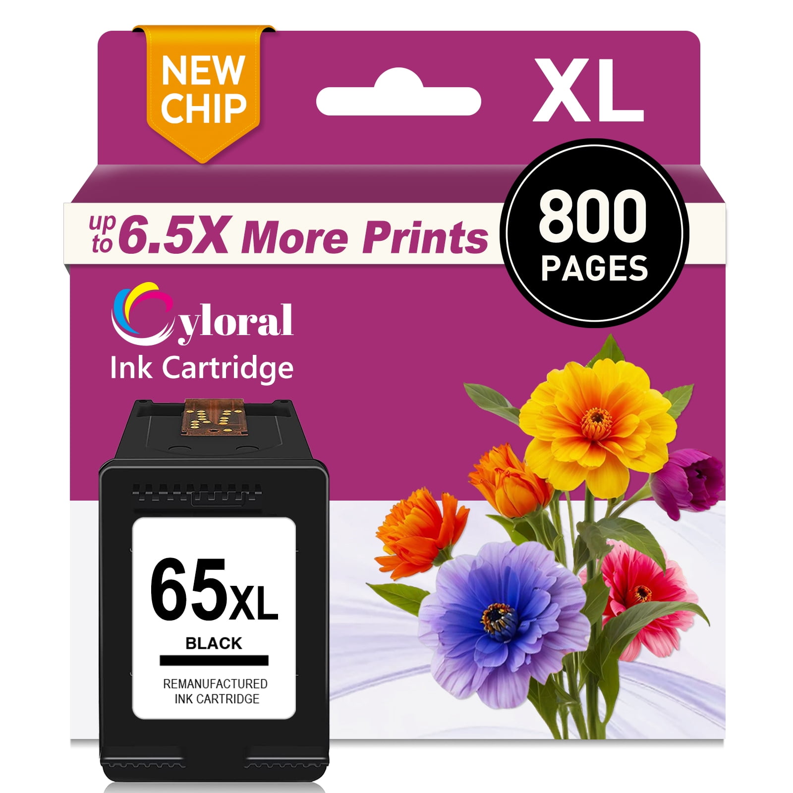 65XL Ink Cartridge Compatible with HP Envy 5055 5000 5052 5058 DeskJet ...