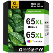 65XL Ink Cartridge Compatible for HP 65 Ink Cartridge for HP Ink 65 for Envy 5055 DeskJet 3772 3755 Printer Ink (2 Pack)