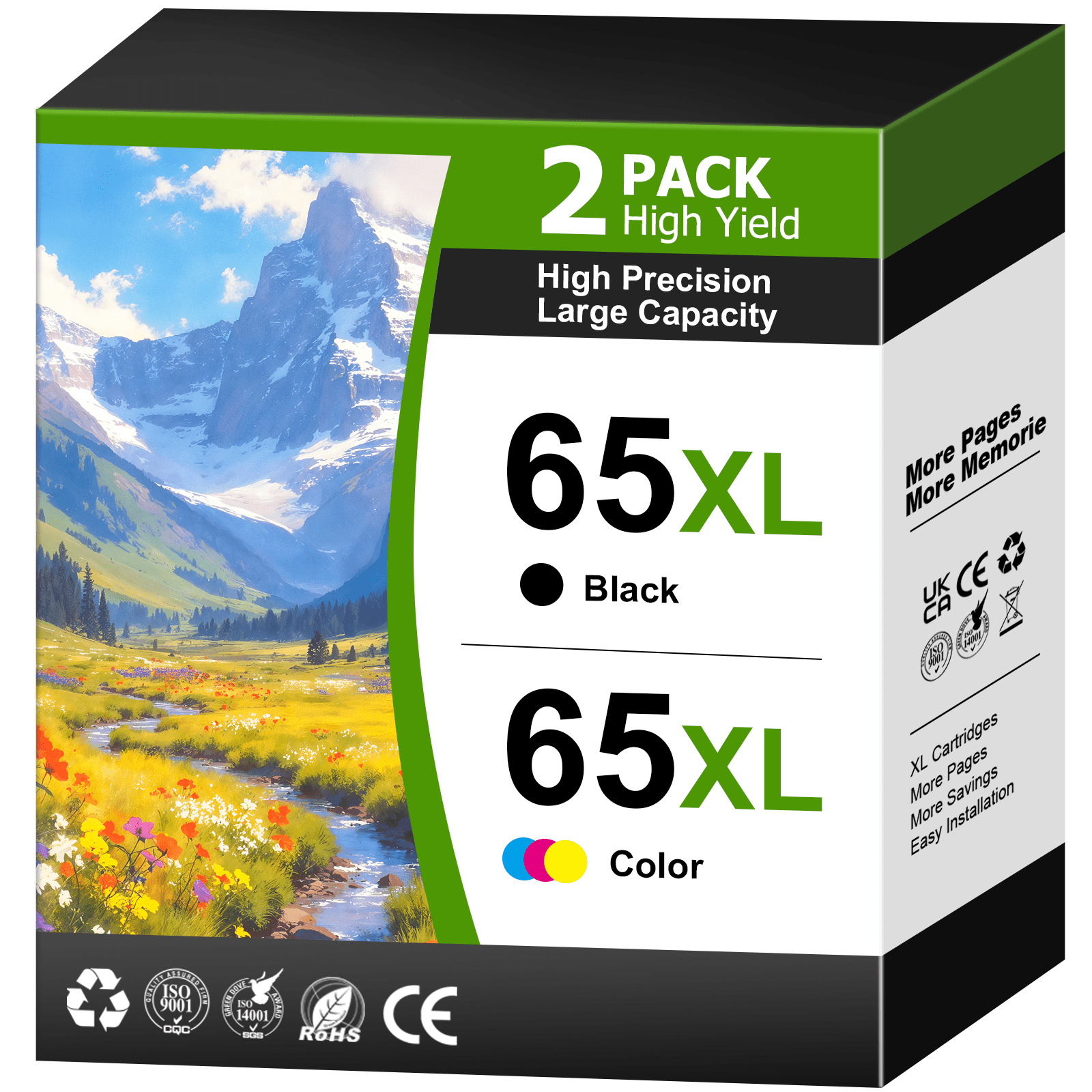 65XL Ink Cartridge Compatible for HP 65 Ink Cartridge for HP Printer Ink 65 Black and Color for DeskJet 3755 3700 3772 Envy 5055 Ink