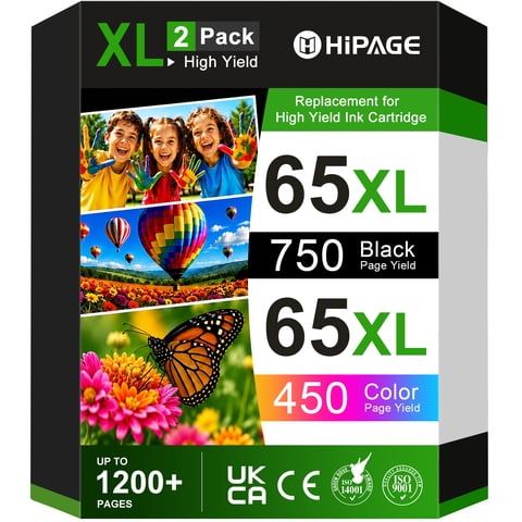 65XL Ink Cartridge Compatible for HP 65 Ink Cartridge for HP Printer Ink 65 Black and Tri-Color