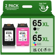 65XL Ink Cartridge Replacement for HP 65XL Black and Tri-Color for DeskJet 3752 632 2655 for Envy 5055 5052 5010 (2 Pack)