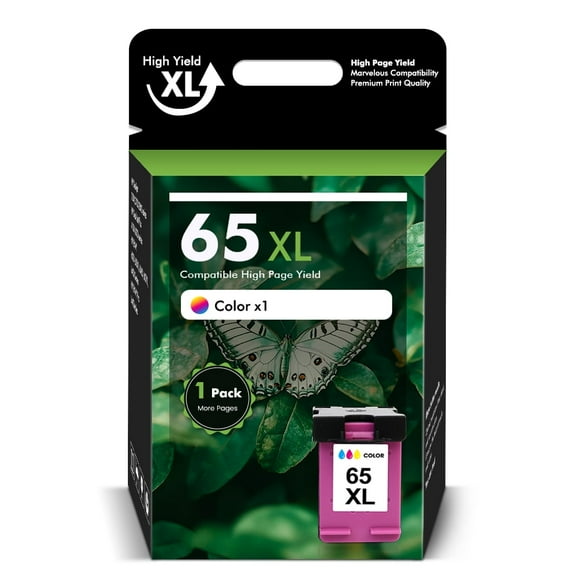 65XL Ink Cartridges Compatible for HP 65 65XL Color Ink for Envy 5055 5052 5058 Deskjet 3755 2655 2652 3722 2622 2624 2620 (1 Pack Tri-color)
