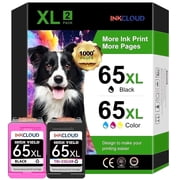 65XL Ink Cartridges Compatible with 65 printer Deskjet 3758 3721, Envy 5058 5052 Printers (Black, Tri-Color)