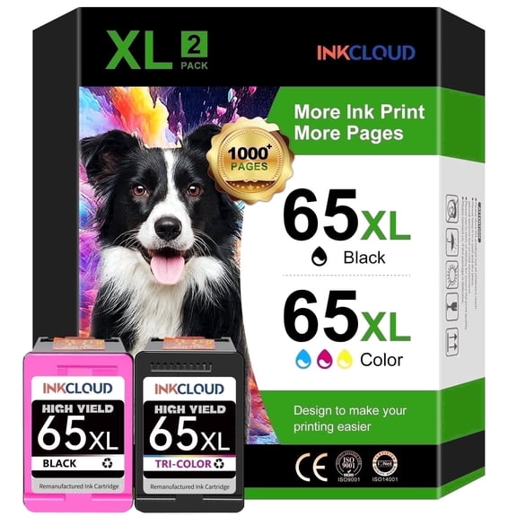 65XL Ink Cartridges Compatible with 65 printer Deskjet 3758 3721, Envy 5058 5052 Printers (Black, Tri-Color)