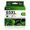 thumbnail image 1 of 65XL Ink High yield Replacement for HP 65XL AMP 100 Series, DeskJet 2600 3700 Series ENVY 5000 Series Printer (Black, Tri-Color, 2-Pack), 1 of 8