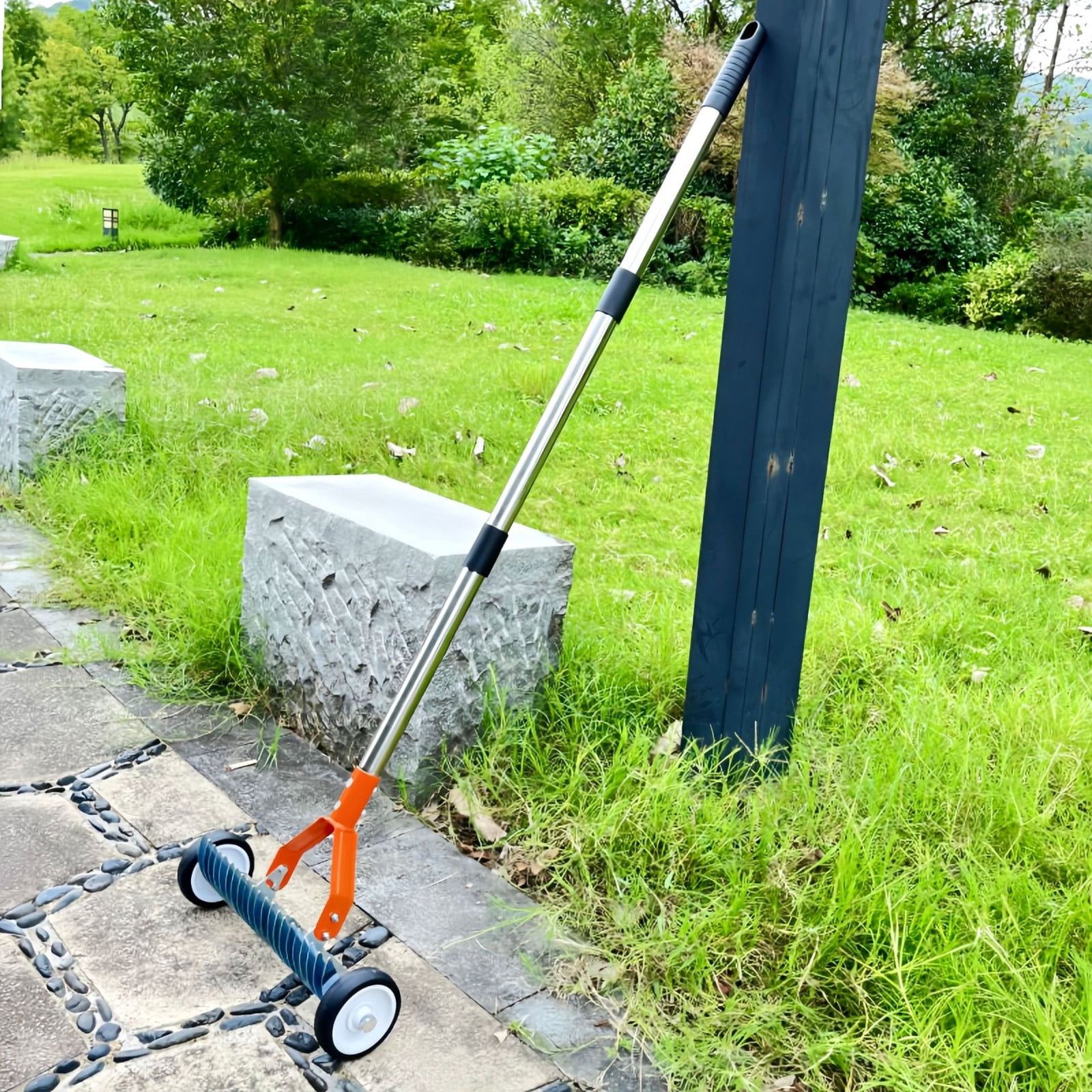 65cm Lawn Scarifier, 65cm Lockable Telescopic Lawn Thatch Rake Scarifier, Garden Leaf Grass Removal Tool, Outdoor Supply for Yard Patio and Garden Lawn Care