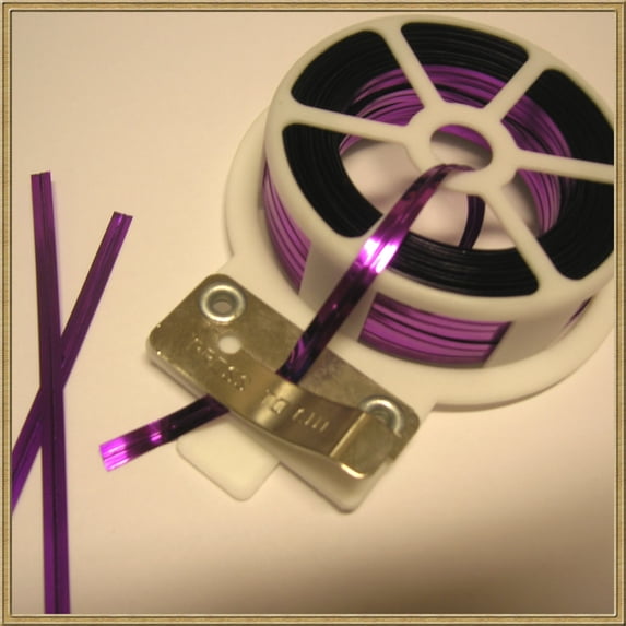65ft (20m) Purple Metallic Twist Tie Roll with Cutter - Qty 1