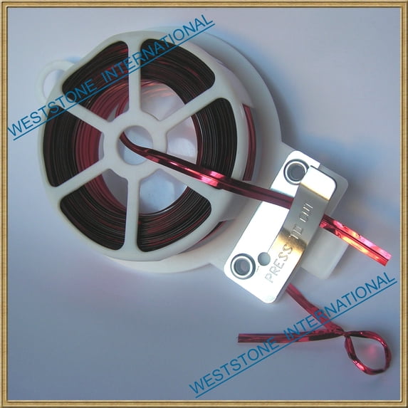 65ft (20m) Red Metallic Twist Tie Roll with Cutter - Qty 1