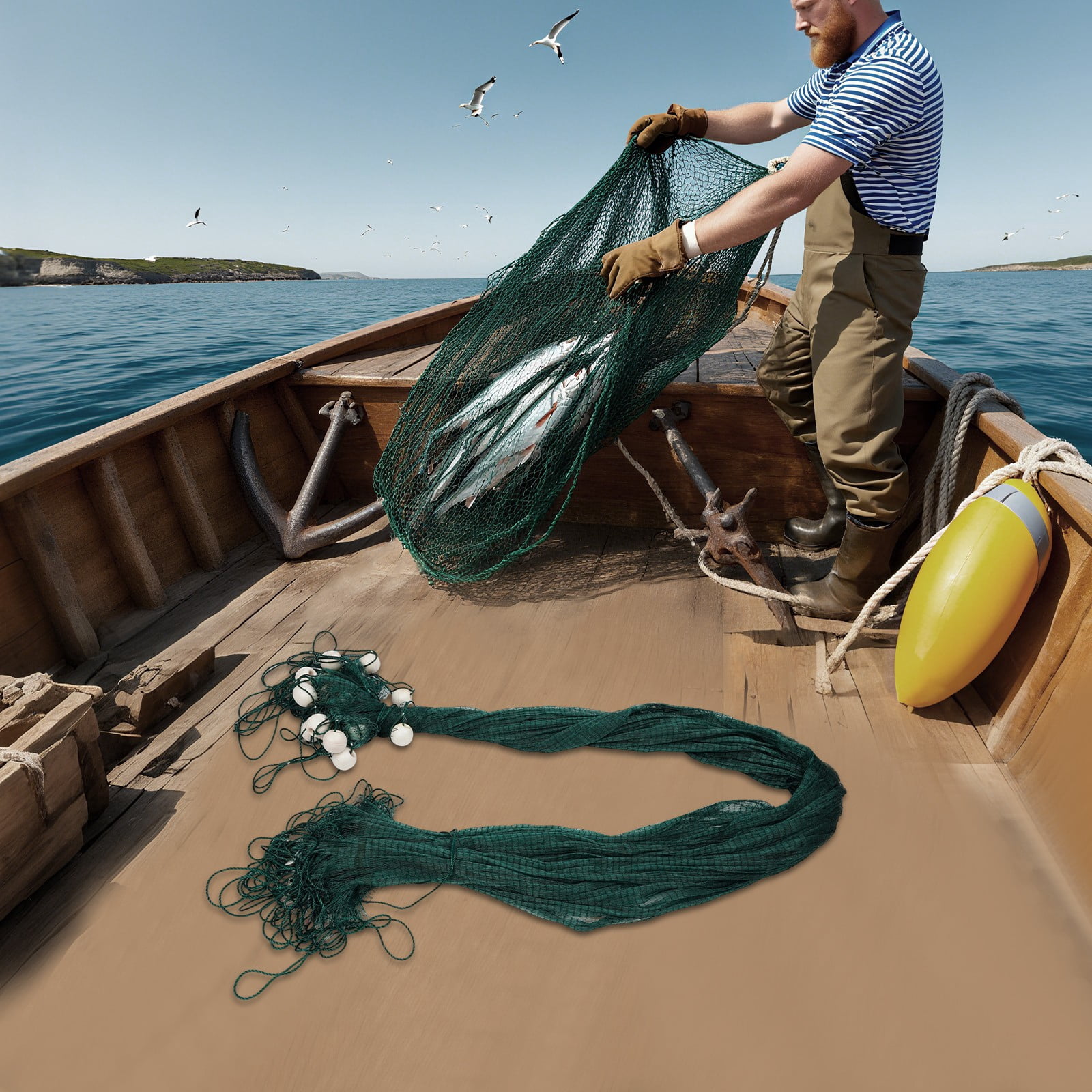beach gill net fishing 65ft Fishing Drag Fish Net, Large Gill Fishing Net, Hand Made Nylon Beach Seine Nets, High Density Mesh Fishing Equipment Beach Drag for Fishing at