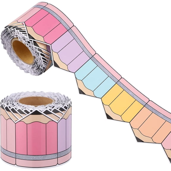 65ft Pencil Classroom Bulletin Board Border Pastel -Cut Border Trim to School Bulletin Board Decor for School Chalkboard Wall Window Door