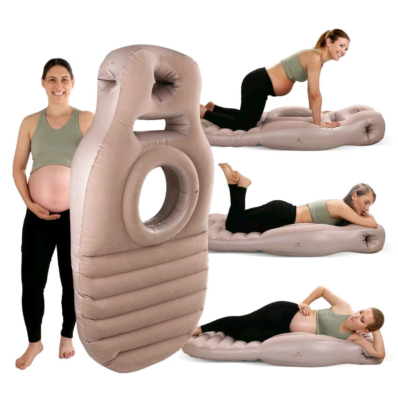 65in Pregnancy Pillow for Side Sleepers & Stomach Sleepers, Maternity Pillow with Belly Hole, Ergonomic Support for Pregnant Women, Compact, Portable Comfortable Maternity Bed Pillow for Sleeping